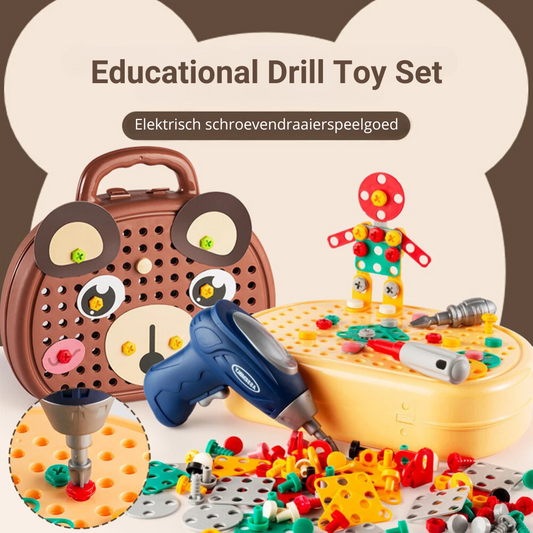 Educational Drill Toy Set | Kindvriendelijke boor voor echte bouwpret