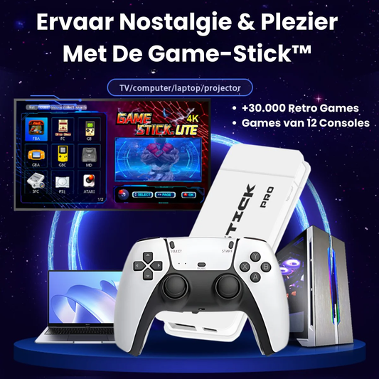 Retro Game Stick 4K PRO + 2 draadloze controllers | Meer dan 30.000 klassieke games voor eindeloos plezier